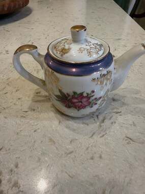 Vintage Price Import Japan Miniature Teapot Floral Lusterware With Gold Trim